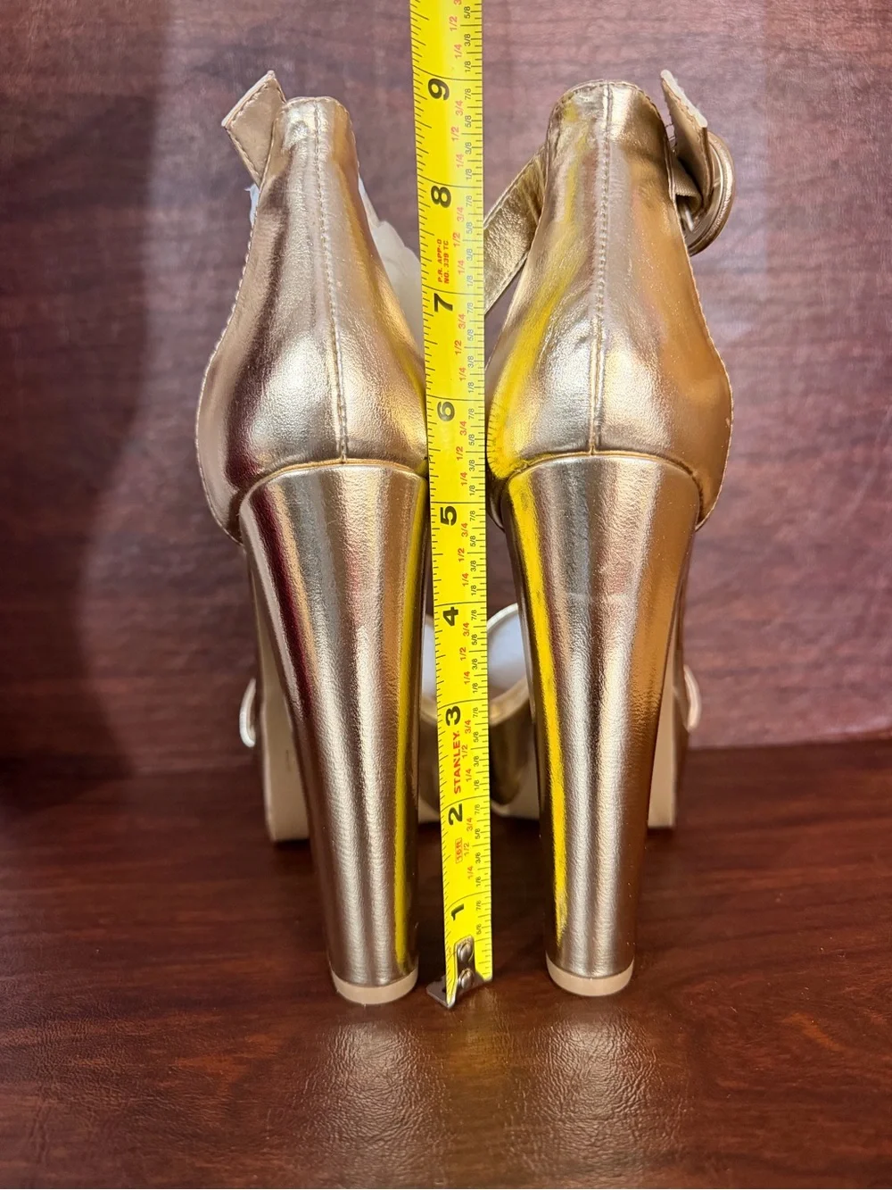 BAMBOO Metallic Gold Platform Block Heel Sandals 7.5